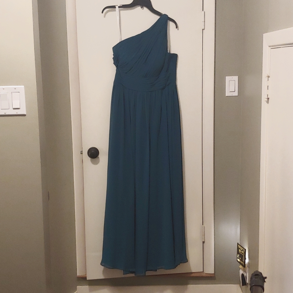 Azazi size 10 teal floor length bridesmaid dress